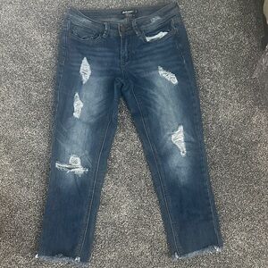 Dollhouse Charley Dark Blue Distressed Ankle Jeans